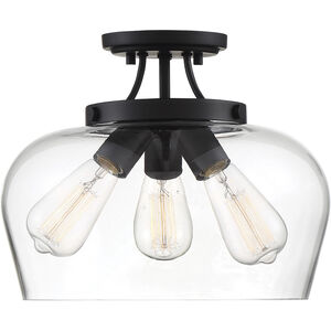 Octave 3 Light 13 inch Black Semi-Flush Ceiling Light, Essentials