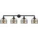 Franklin Restoration Large Bell Cage LED 45 inch Matte Black Bath Vanity Light Wall Light in Silver Plated Mercury Glass, Franklin Restoration