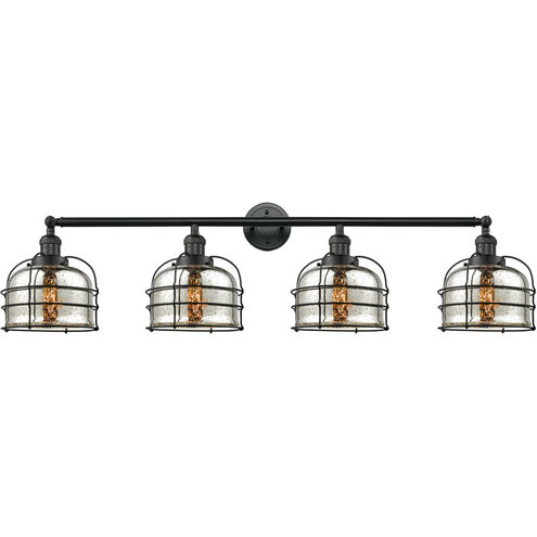Franklin Restoration Large Bell Cage LED 45 inch Matte Black Bath Vanity Light Wall Light in Silver Plated Mercury Glass, Franklin Restoration