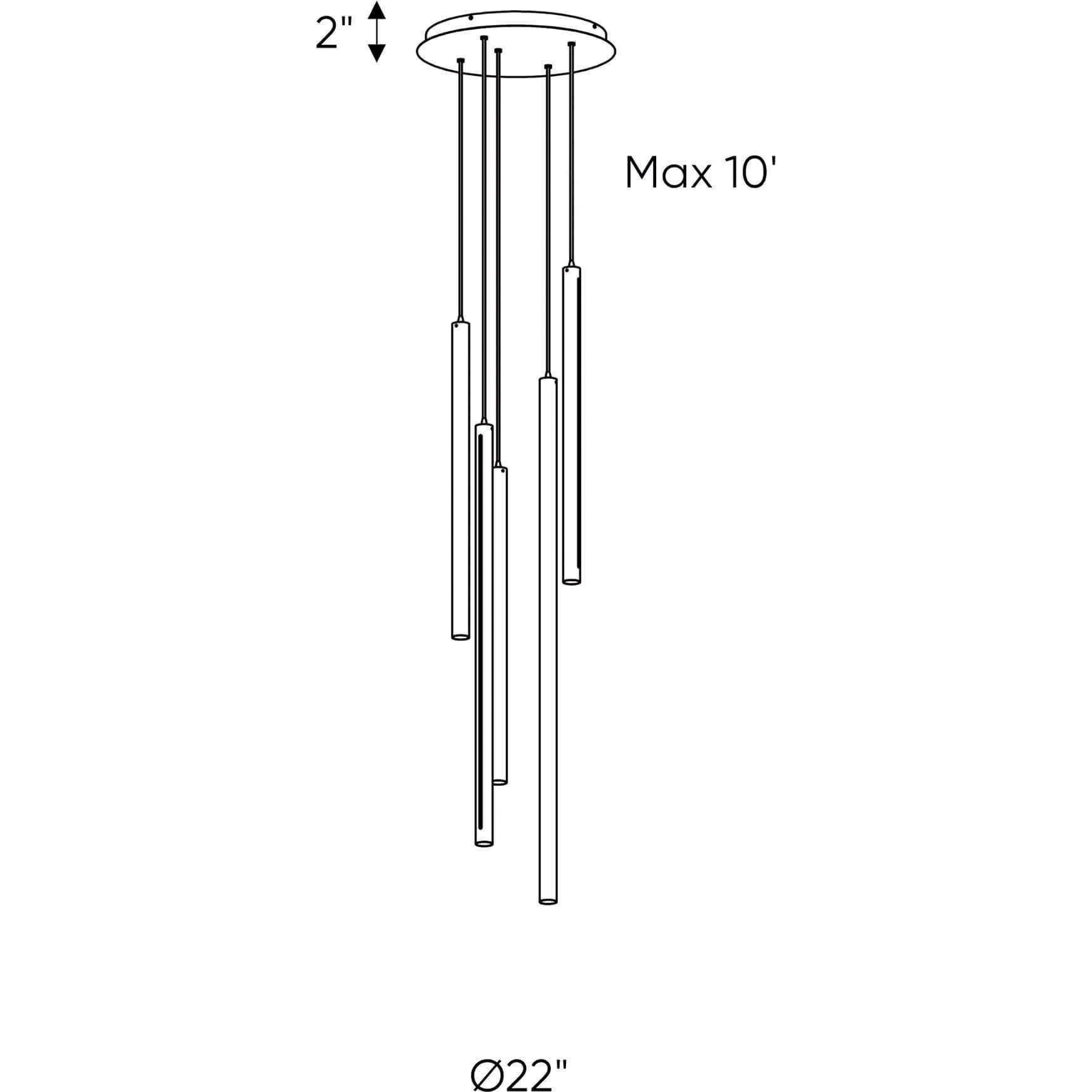 Linea LED 2 inch White Pendant Ceiling Light, Cylinder Cluster