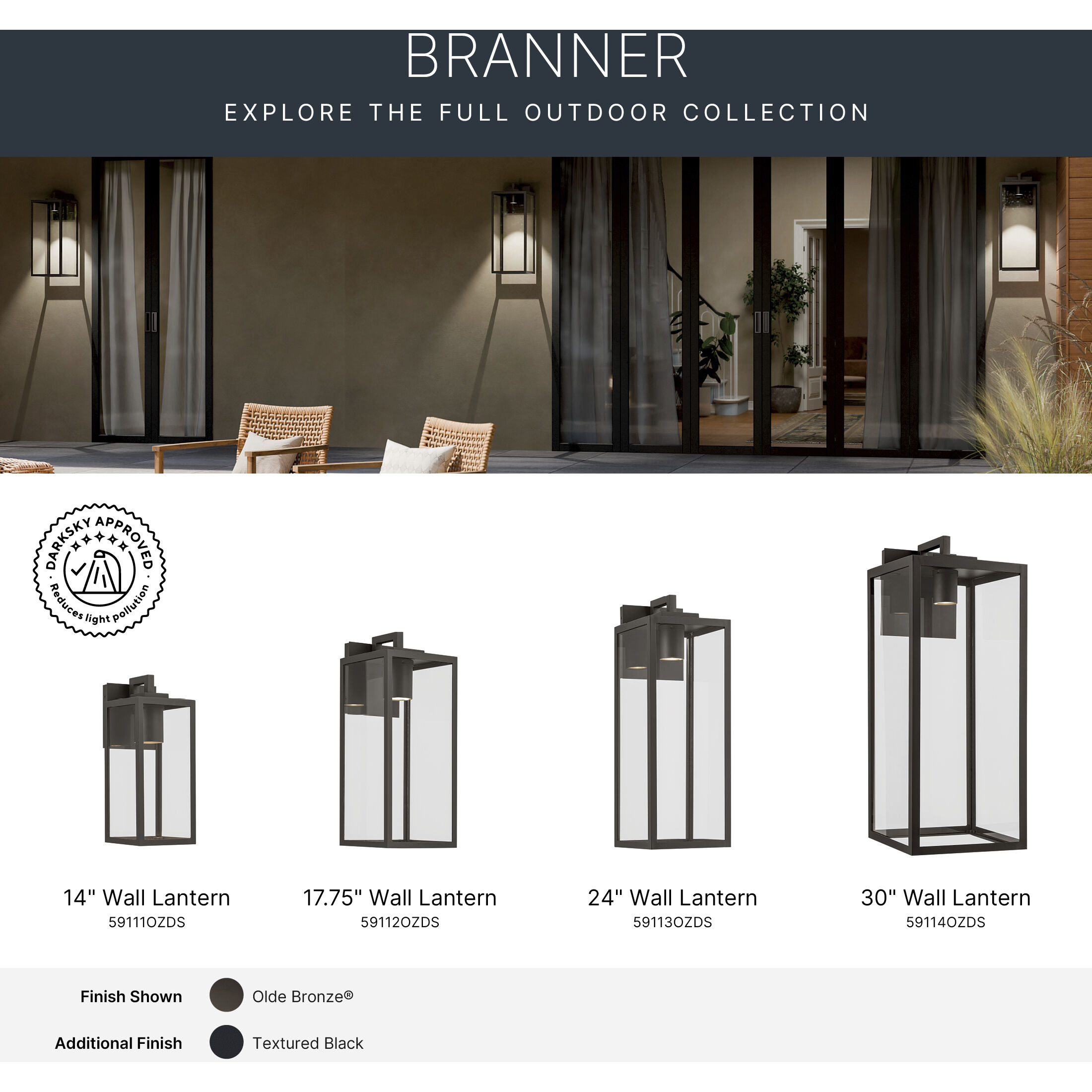 Branner 1 Light 30 inch Olde Bronze Outdoor Wall Light
