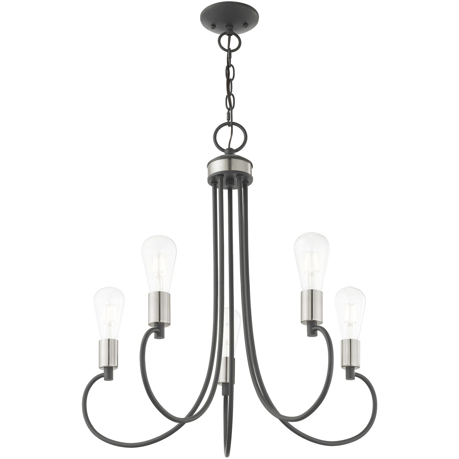 Bari 5 Light 25 inch Scandinavian Gray with Brushed Nickel Accents Chandelier Ceiling Light