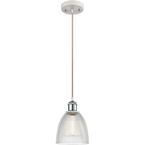 Ballston Castile 1 Light 6 inch White and Polished Chrome Mini Pendant Ceiling Light in Clear Glass, Ballston