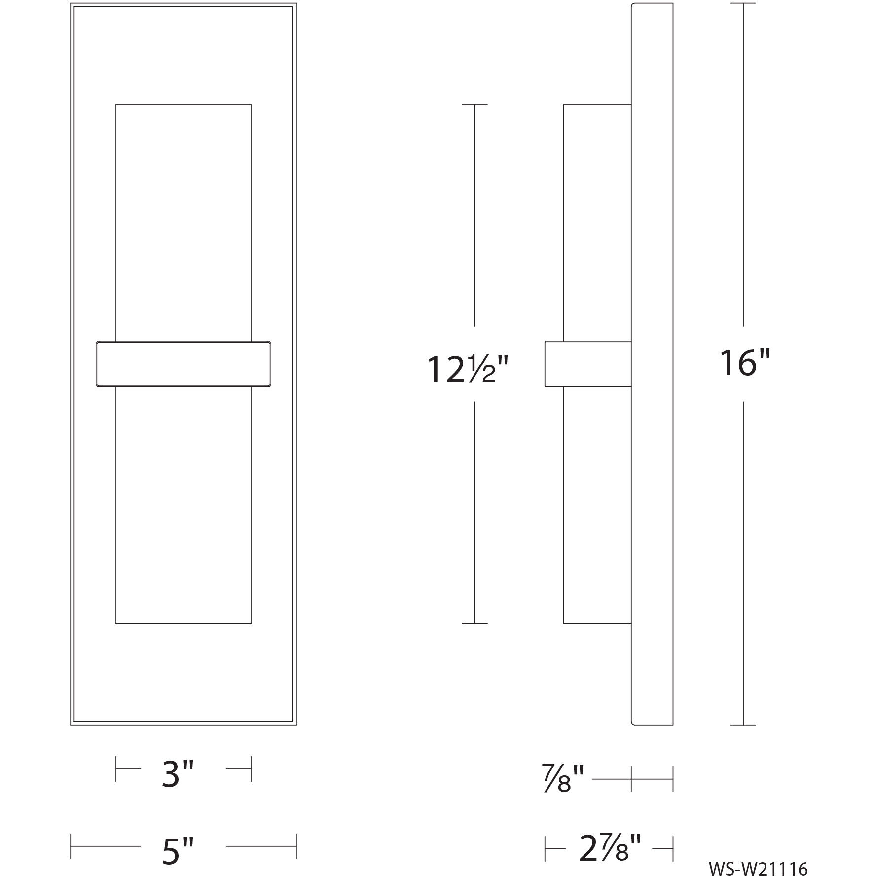 Bandeau LED 16 inch Black Outdoor Wall Light in 4000K, dweLED