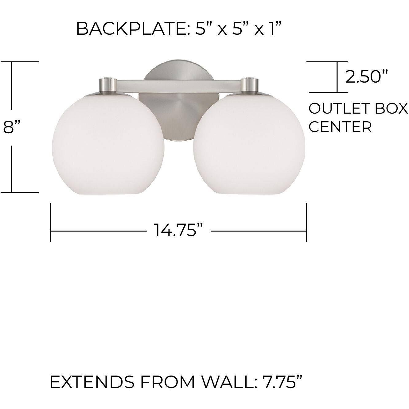 Ansley 2 Light 14.75 inch Brushed Nickel Vanity Light Wall Light