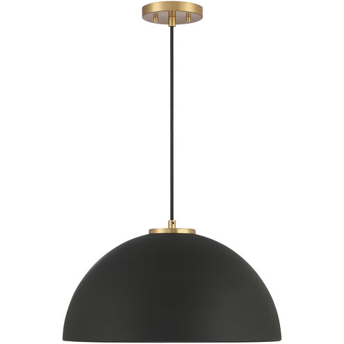 Vintage 1 Light 18 inch Matte Black with Natural Brass Pendant Ceiling Light