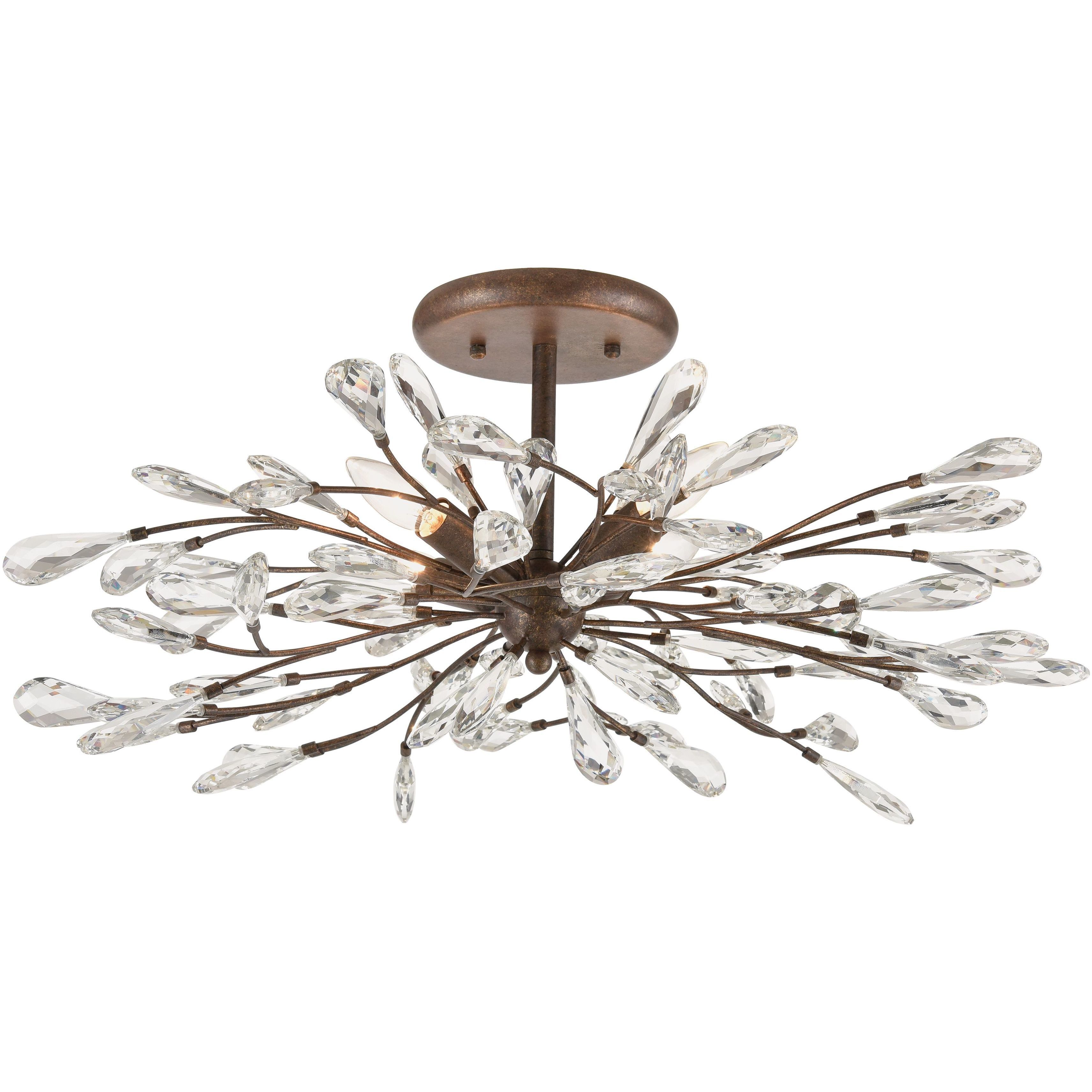 Crislett 4 Light 28 inch Sunglow Bronze Semi Flush Mount Ceiling Light