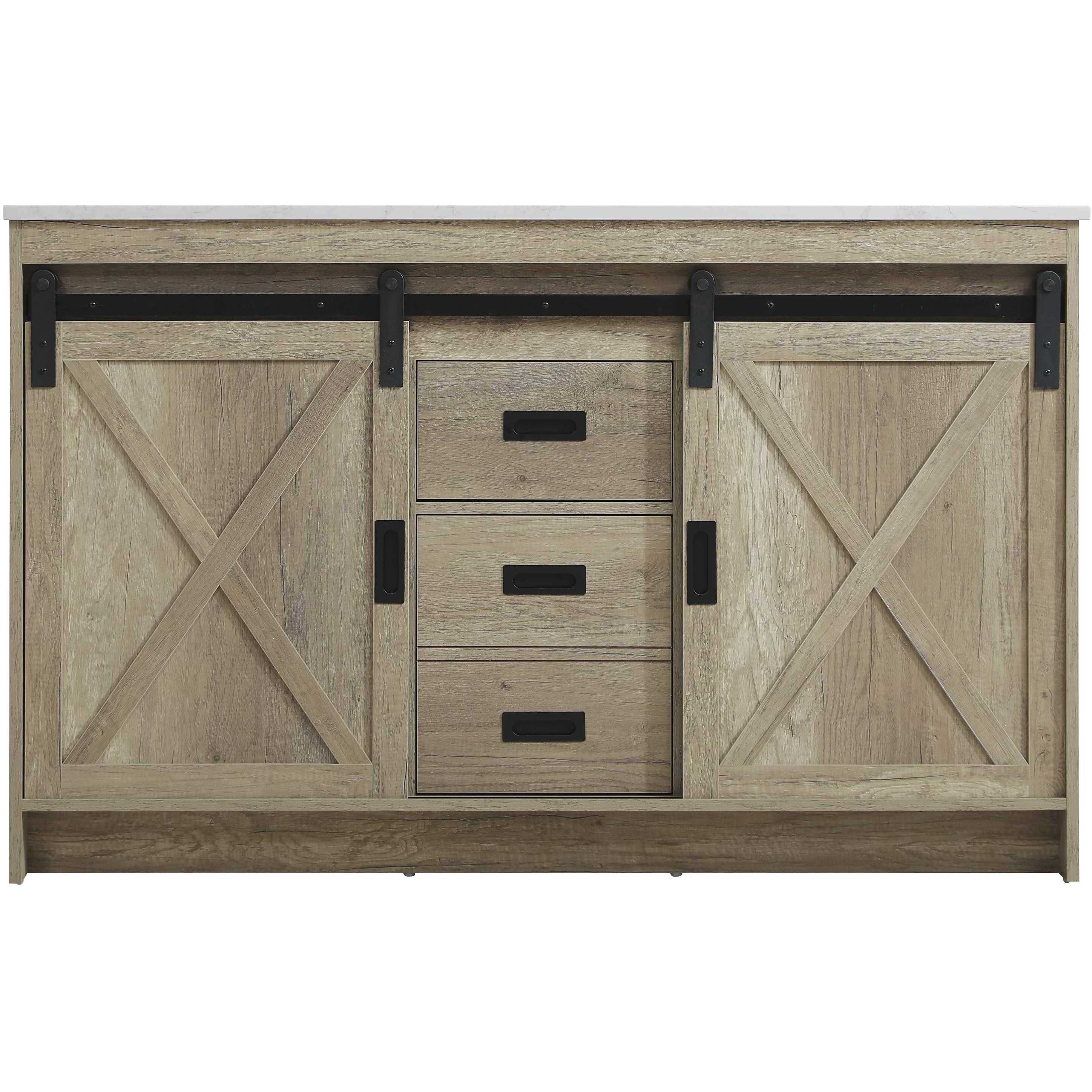Austin 54 X 34 inch Natural Oak Bathroom Vanity Cabinet