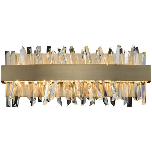 Glacier LED 18 inch Brushed Champagne Gold Bath Vanity Wall Light in Firenze Crystal Spears