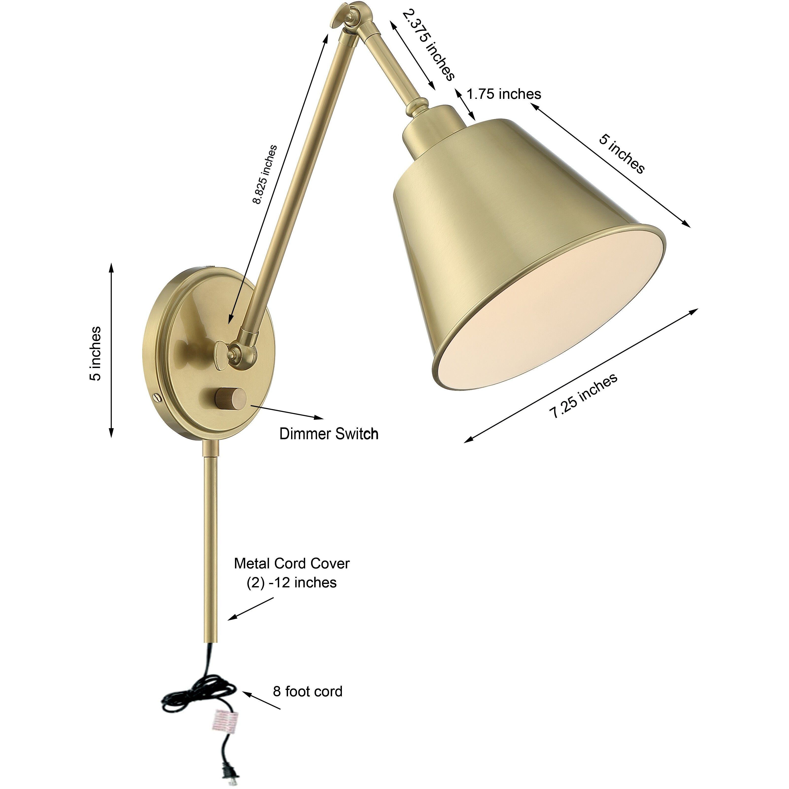 Mitchell 16 inch 60.00 watt Aged Brass Task Sconce Wall Light