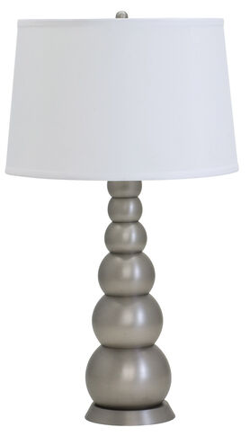 Thumprints River Rock 1 Light Table Lamp in Satin Pewter with Linen Hardback Shade 1242-ASL-2164