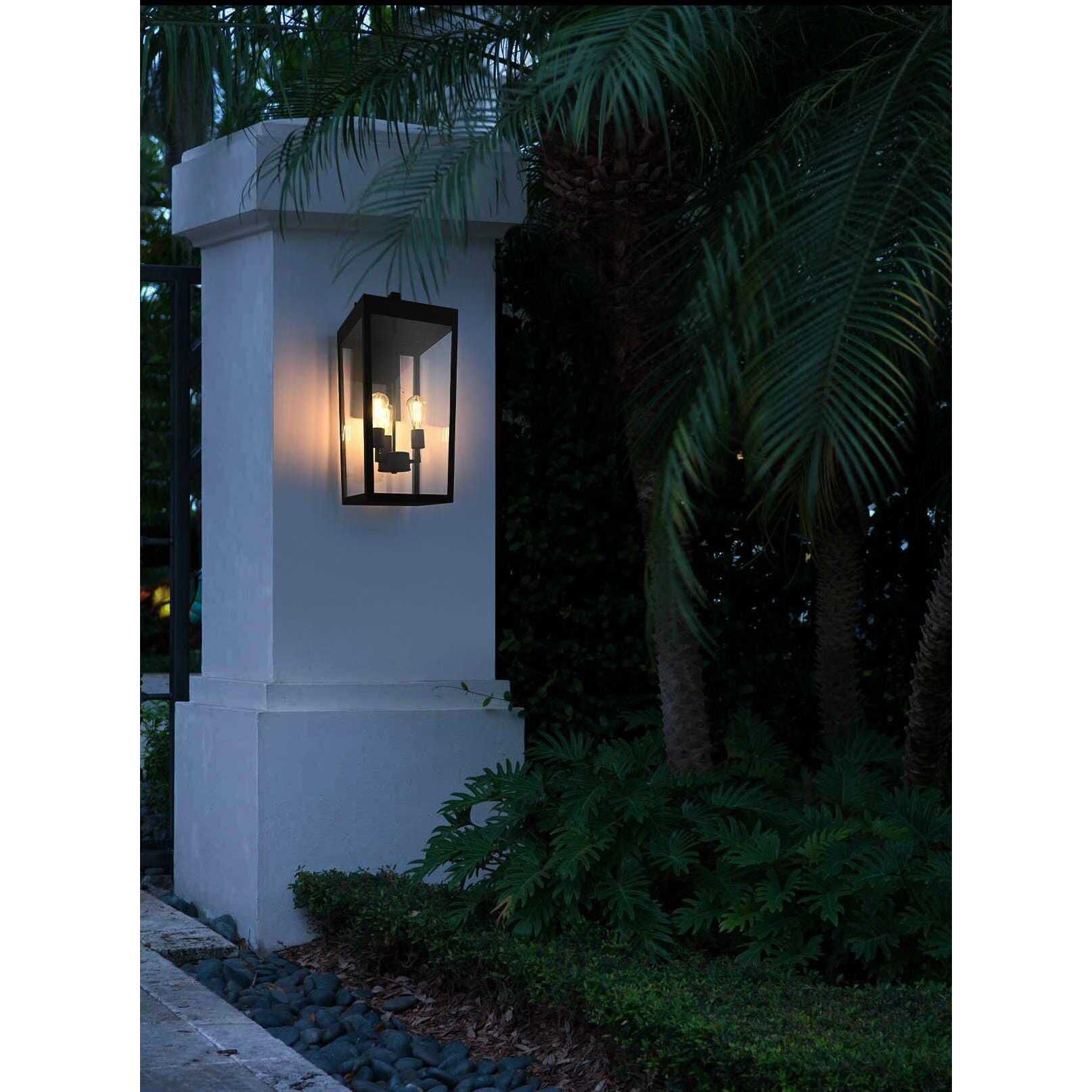 William 3 Light 28 inch Black Outdoor Wall Sconce
