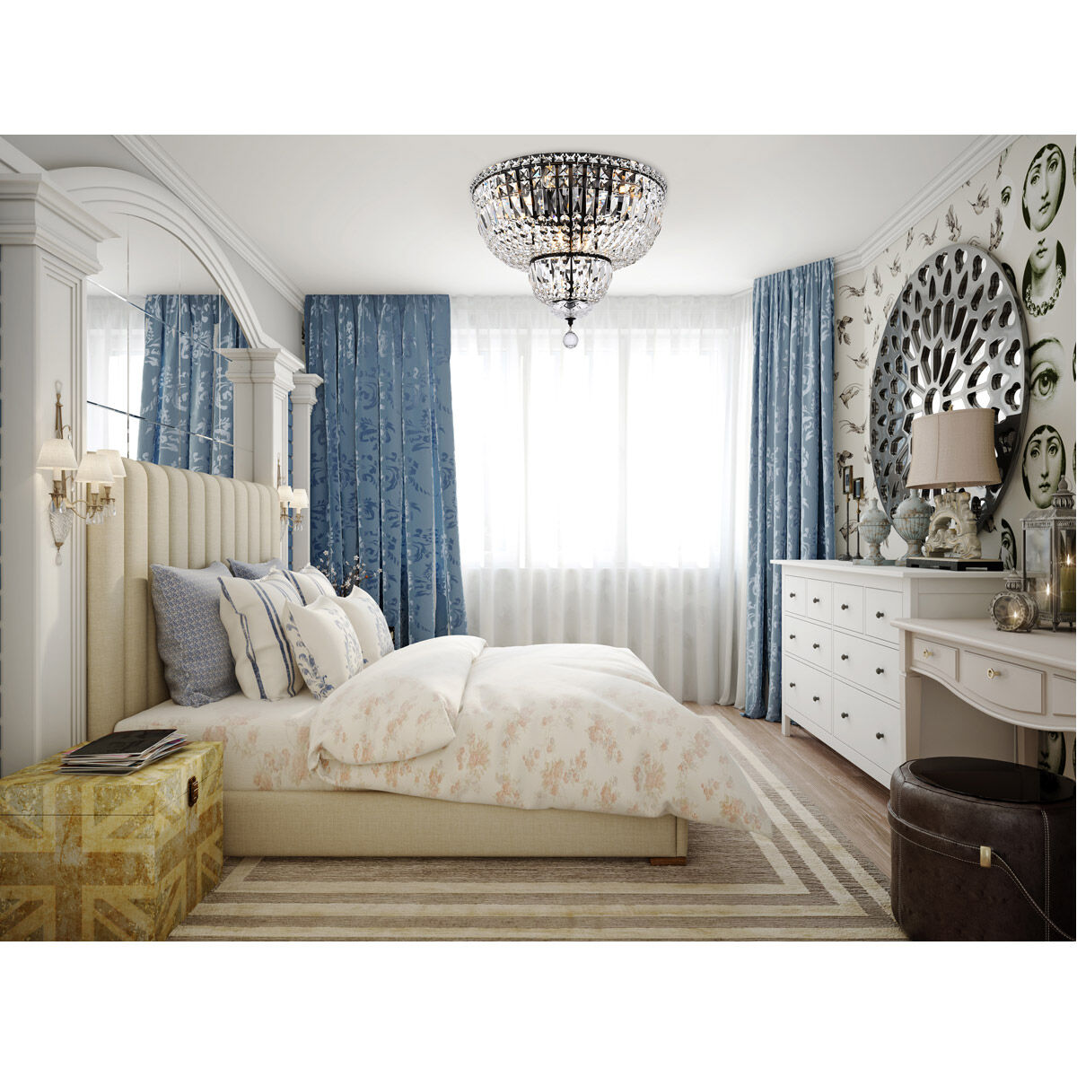 Tranquil 10 Light 20 inch Black and Clear Flush Mount Ceiling Light