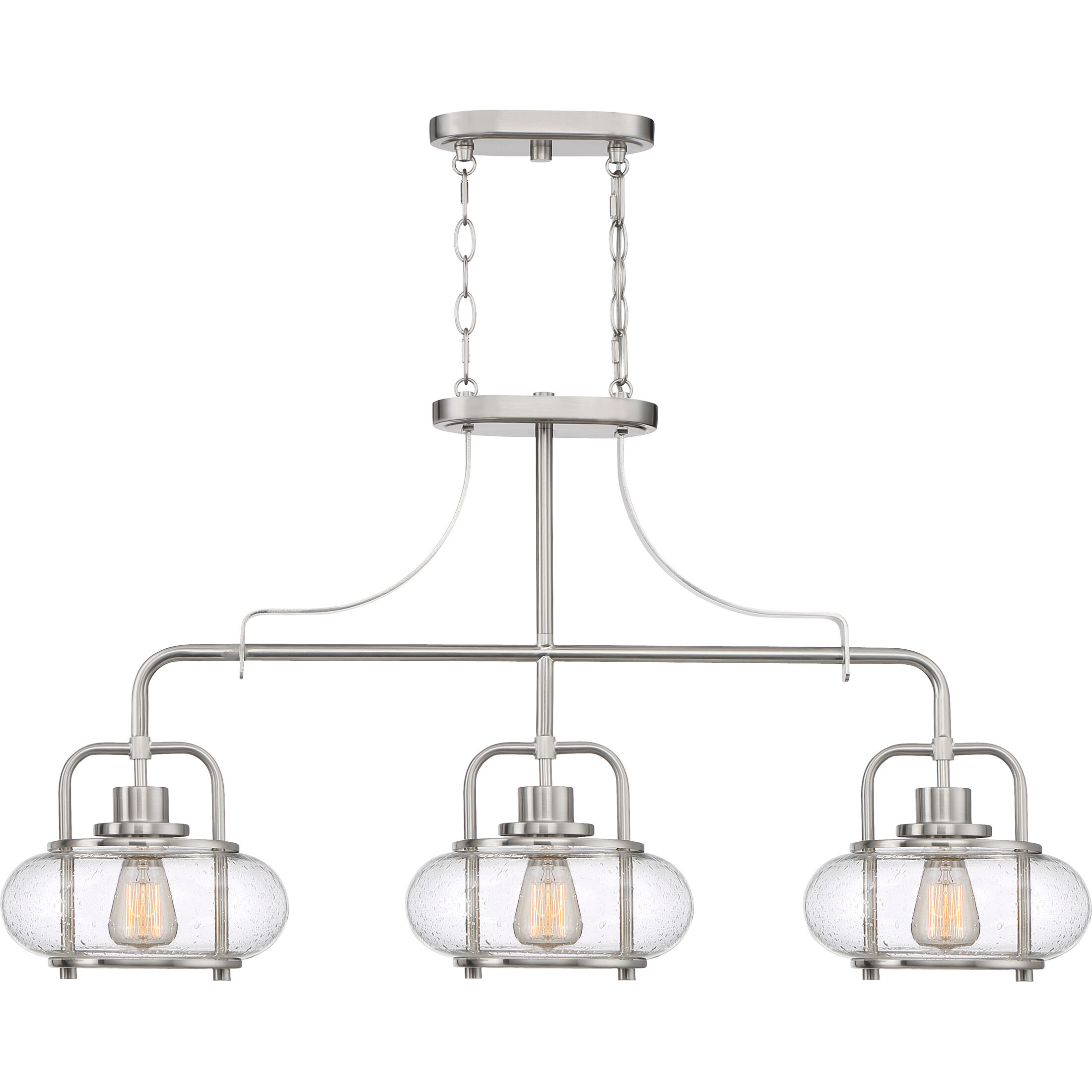 Trilogy 3 Light 38 inch Brushed Nickel Island Chandelier Ceiling Light