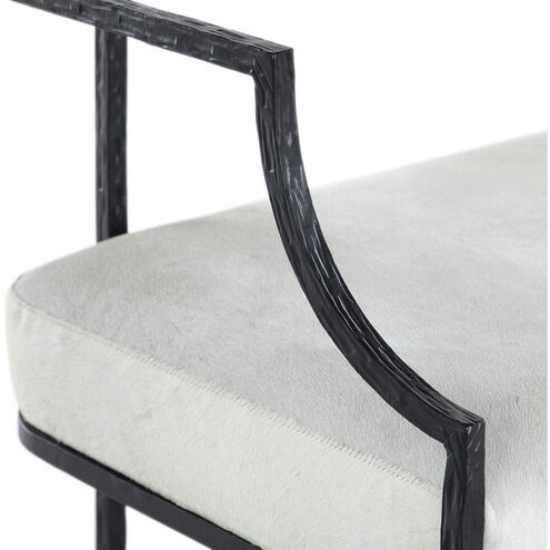 Victor Flat Black / Natural Ivory Hide Bench