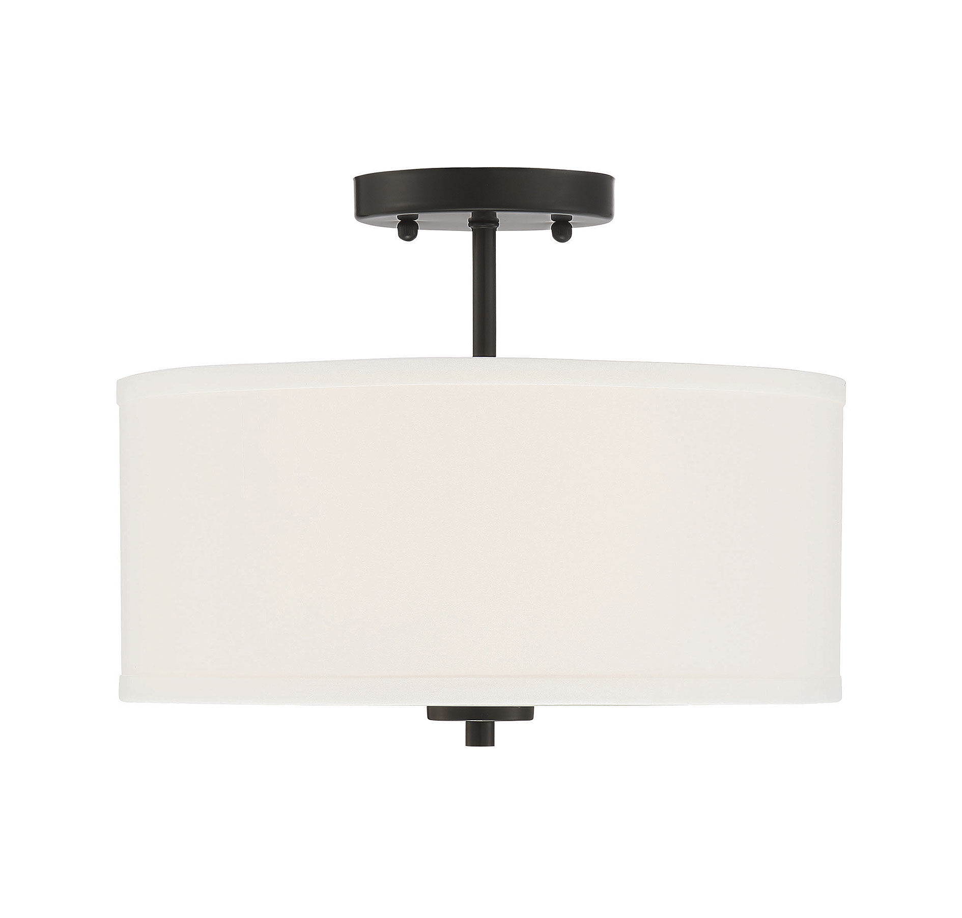 Modern 2 Light 13 inch Matte Black Semi-Flush Ceiling Light