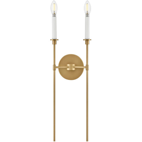 Hux 2 Light 7.5 inch Lacquered Brass with Warm White Sconce Wall Light