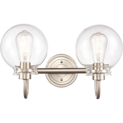 Olivia 2 Light 17 inch Satin Nickel Bath Vanity Light Wall Light in Clear Glass