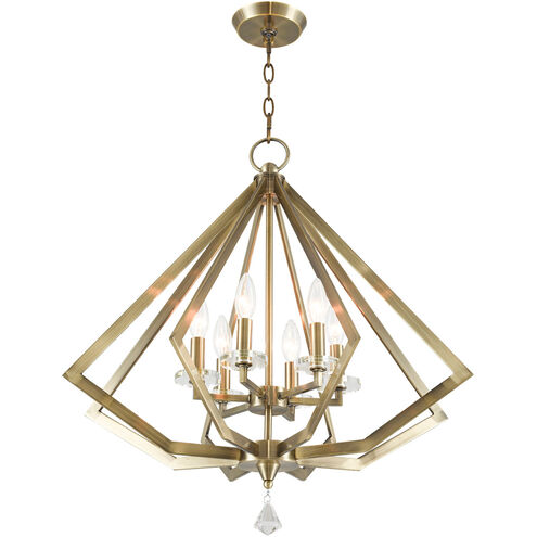 Diamond 6 Light 25 inch Antique Brass Chandelier Ceiling Light