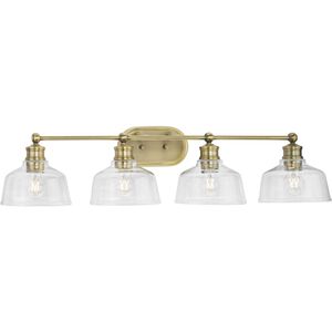 Singleton 4 Light 36 inch Vintage Brass Bath Vanity Wall Light