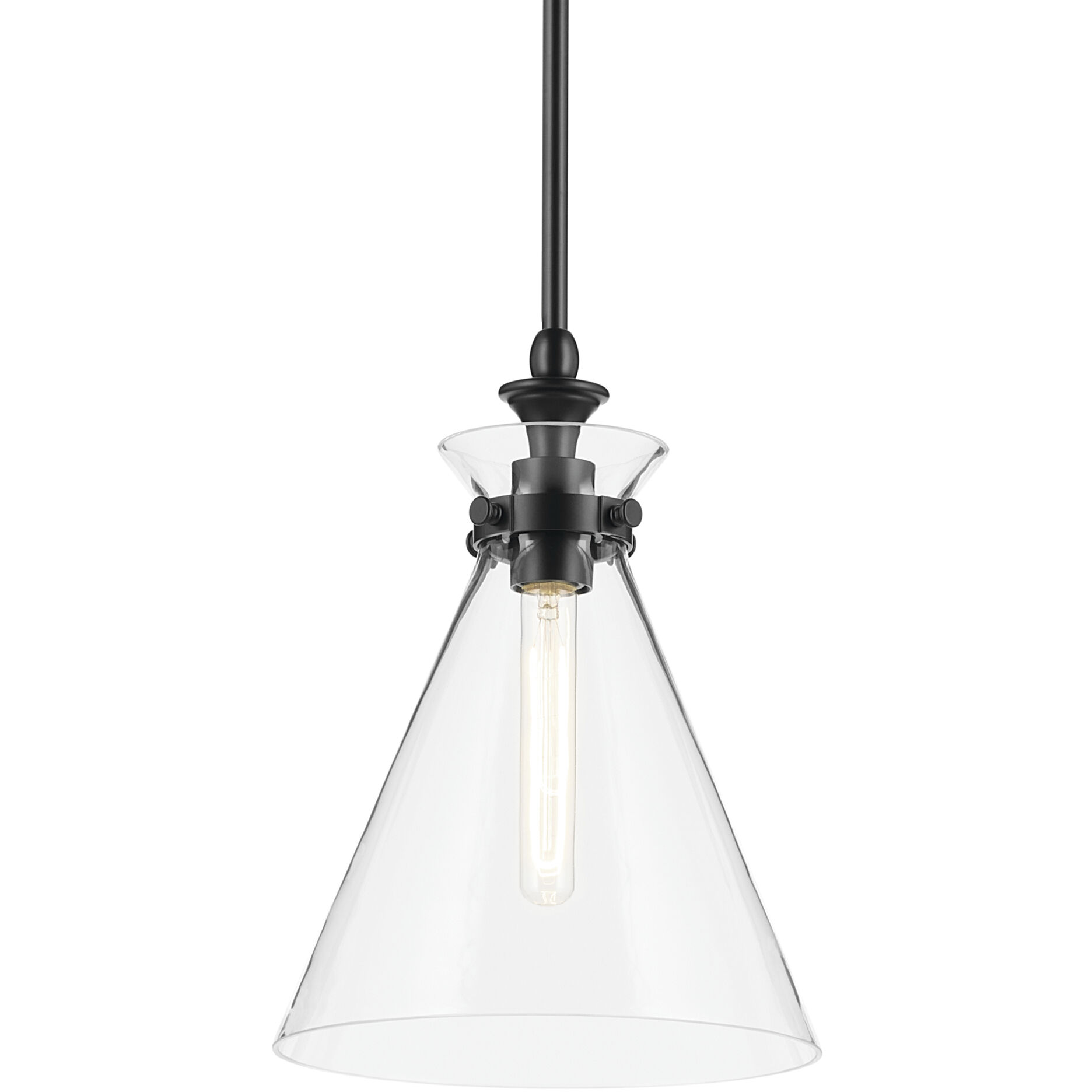 Laria 1 Light Black Pendant Ceiling Light in Clear
