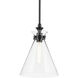 Laria 1 Light Black Pendant Ceiling Light in Clear