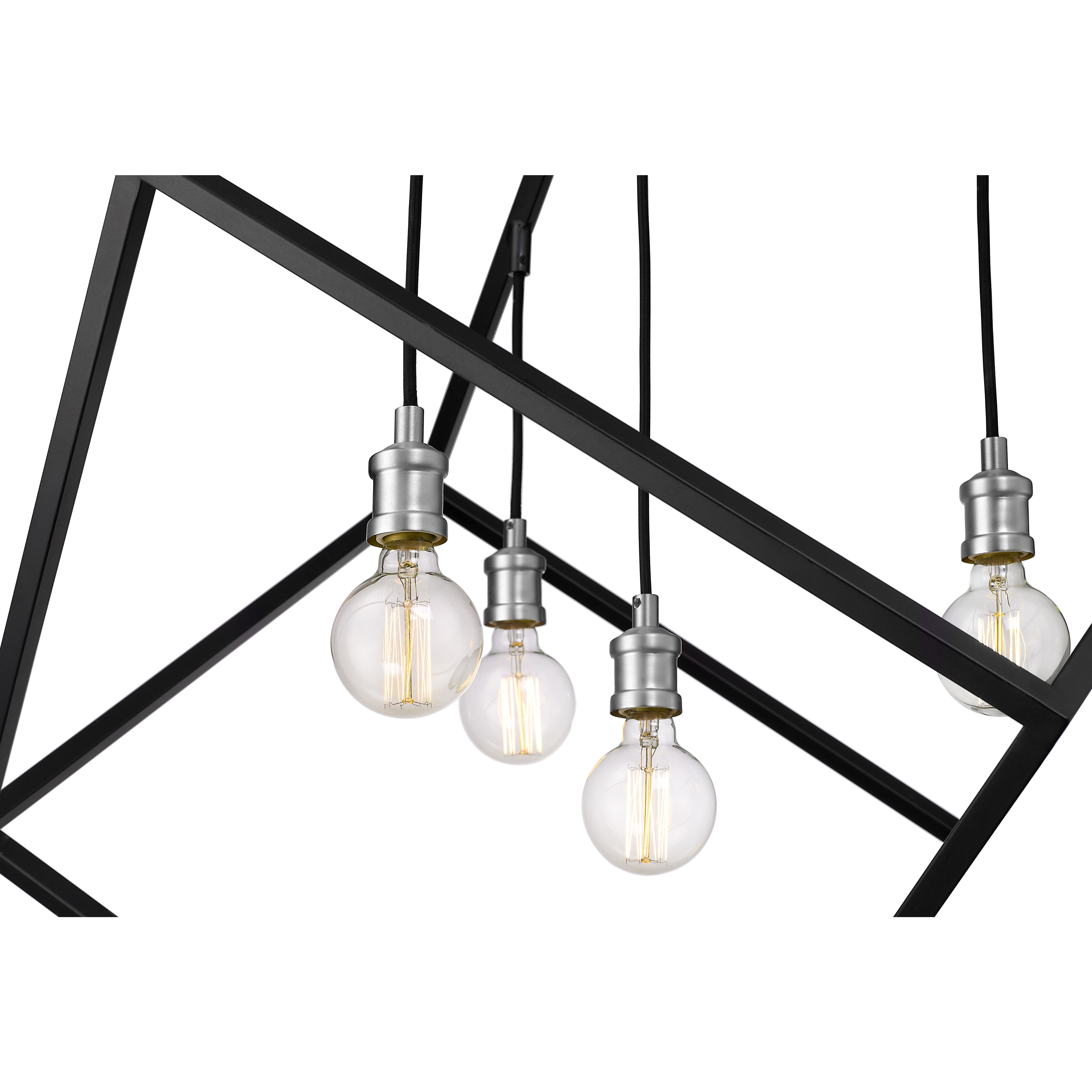 Vertical 4 Light 34 inch Matte Black and Brushed Nickel Chandelier Ceiling Light