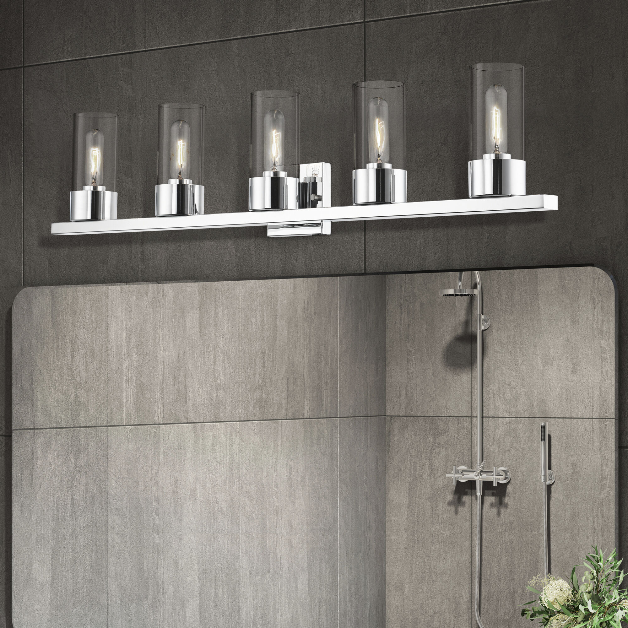 Carson 5 Light 40 inch Polished Chrome Vanity Sconce Wall Light