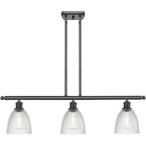 Ballston Castile 3 Light 36 inch Oil Rubbed Bronze Island Light Ceiling Light in Clear Glass, Ballston