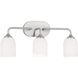 Emile 3 Light 22 inch Brushed Steel Wall Bath Fixture Wall Light
