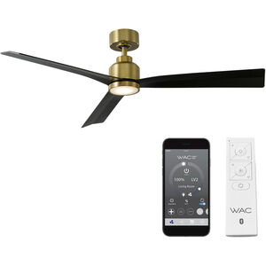 Clean 52 inch Soft Brass/Matte Black with Matte Black Blades Ceiling Fan, Smart Fan