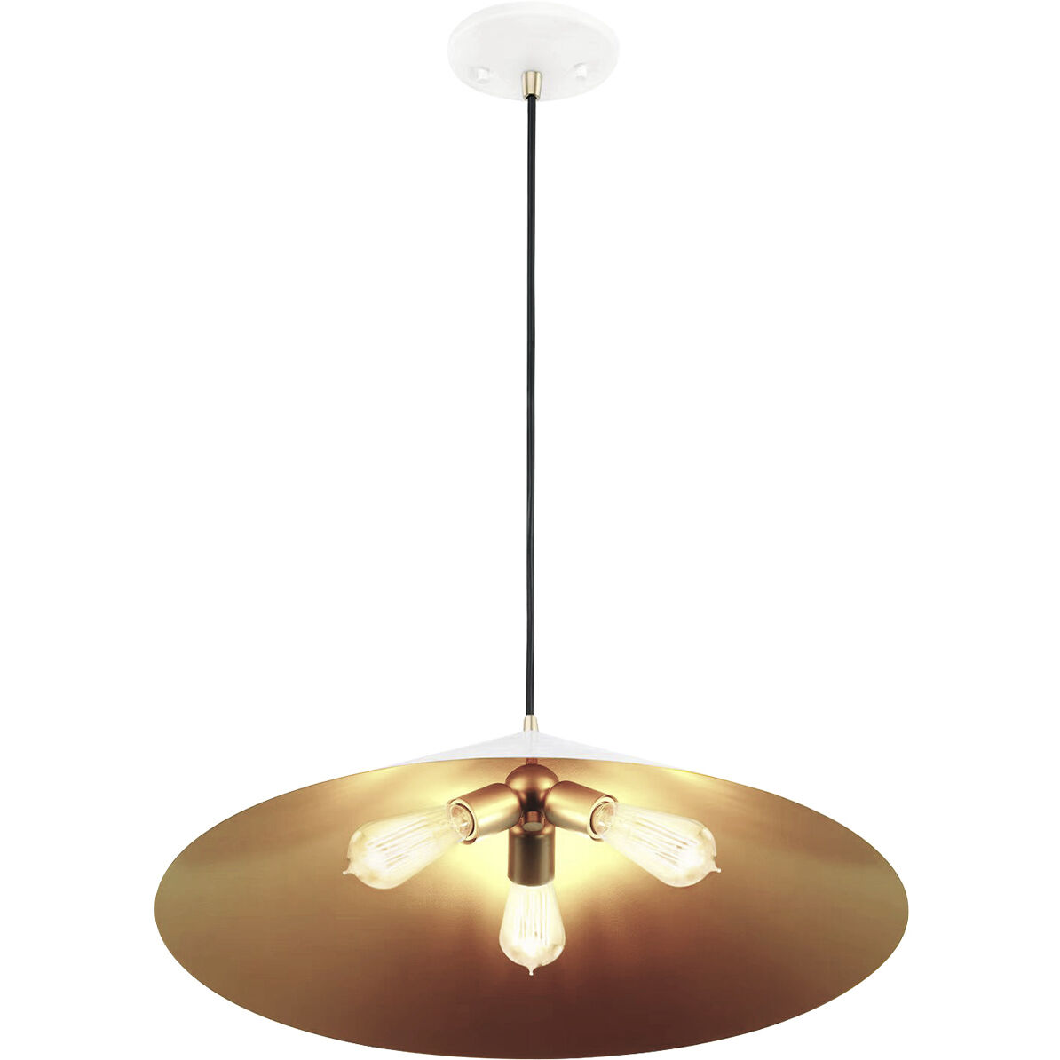 Conos Family 3 Light 24 inch Matte White with Champagne Gold Interior Pendant Ceiling Light