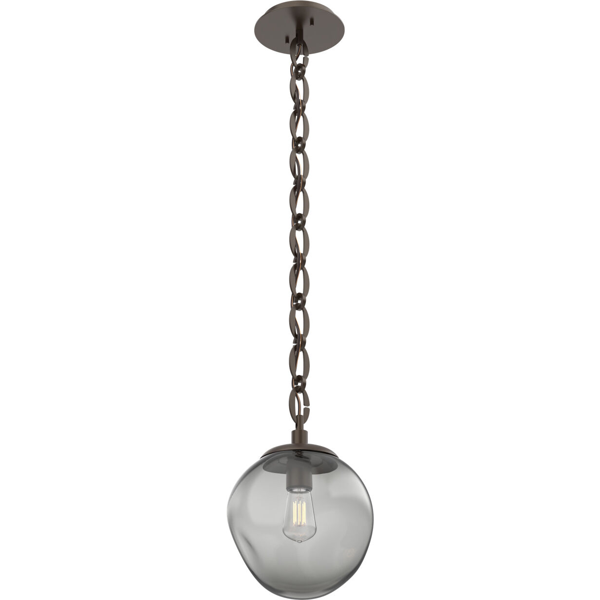 Aster 1 Light 9.7 inch Flat Bronze Pendant Ceiling Light in Smoke, Oval Chain