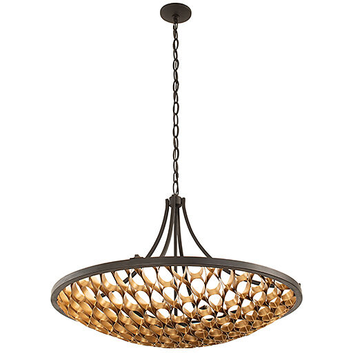 Ventura 8 Light 36 inch Matte Black and Gold Pendant Ceiling Light