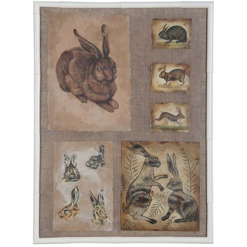 Rabbits and Hares Brown with Light Brown and White Framed Wall Art