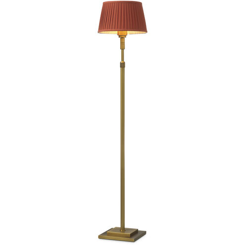 Tryon 57.68 inch 40.00 watt Antique Brass Floor Lamp Portable Light in Orange Pleated Shade