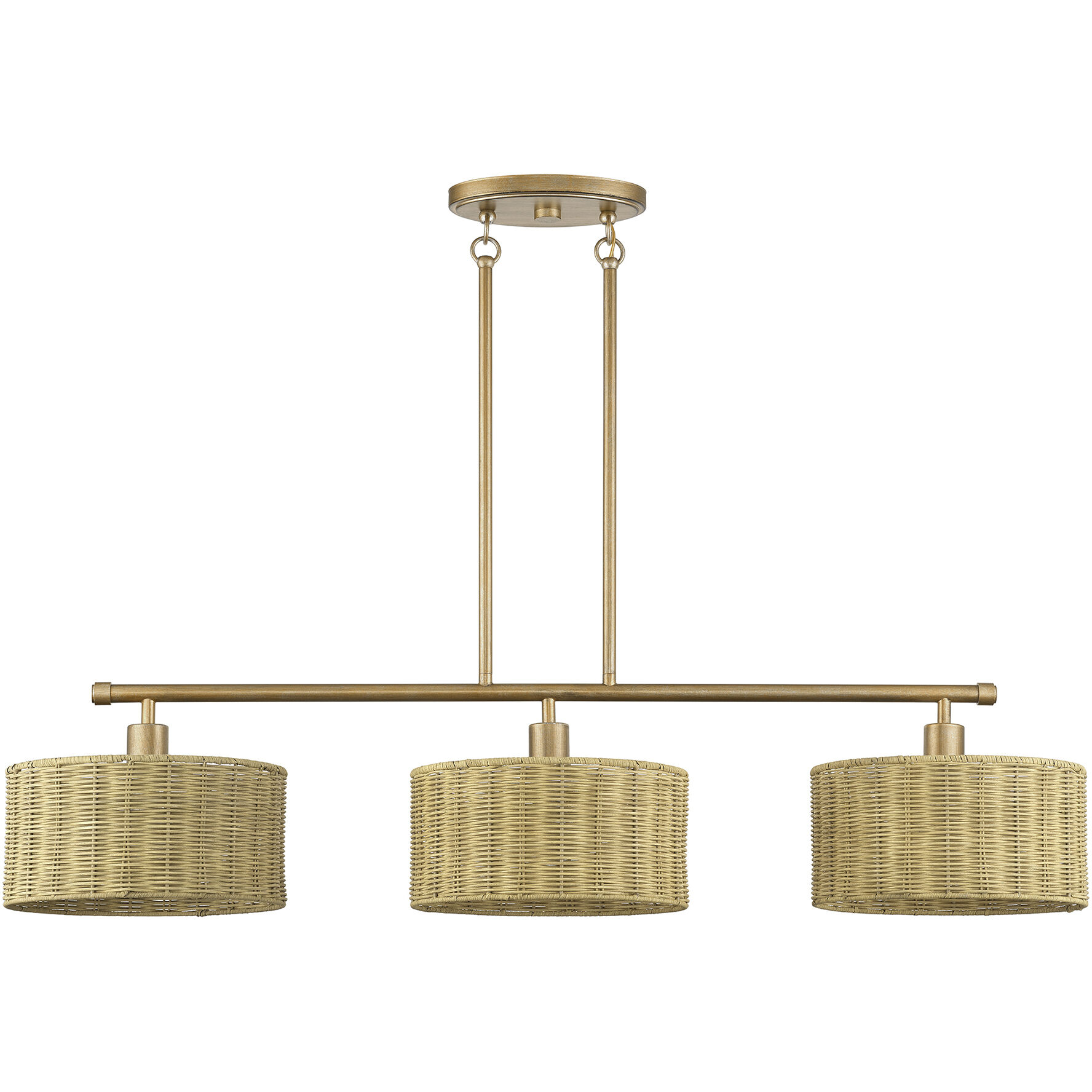 Weavington 3 Light 46 inch Antique Gold Leaf Linear Chandelier Ceiling Light, Extra Large