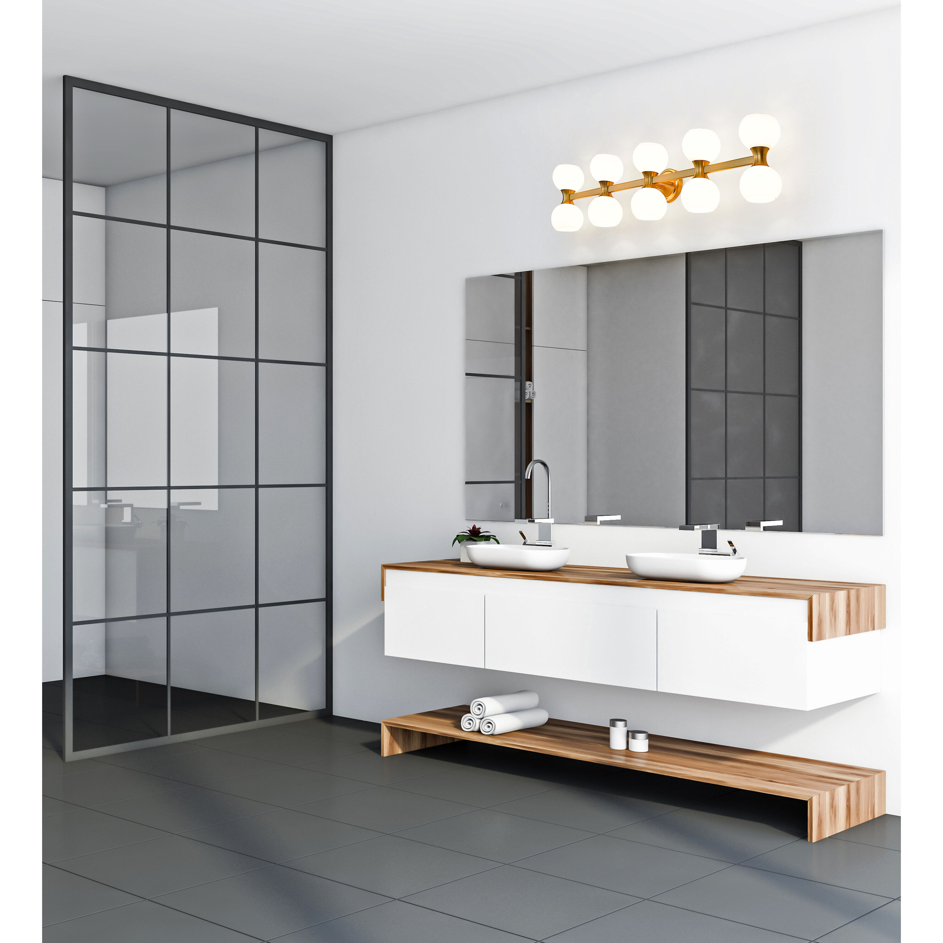 Artemis 10 Light 45 inch Modern Gold Vanity Wall Light