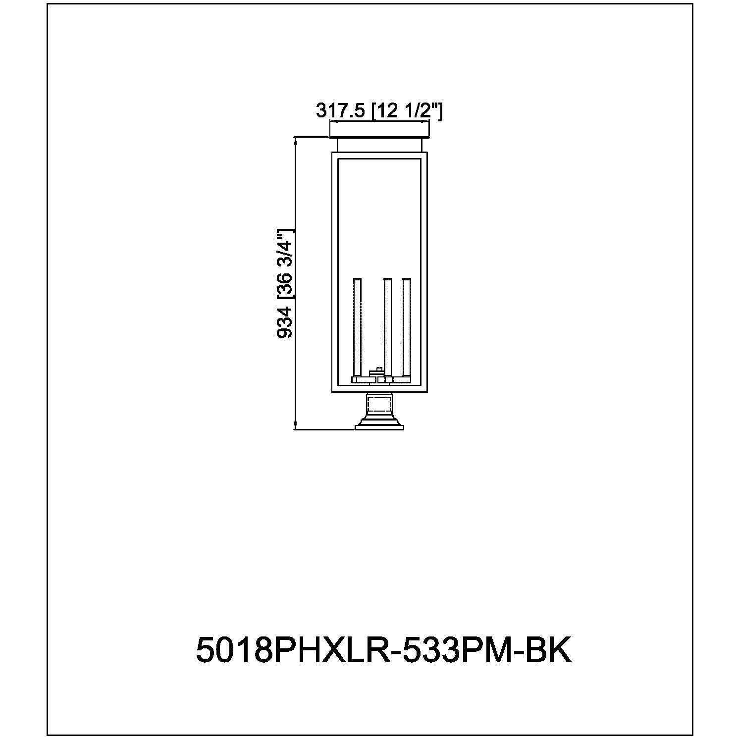 Nova 5 Light 37 inch Black Outdoor Pier Mounted Fixture