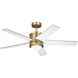 Brahm 48 inch Natural Brass with Walnut/White Blades Ceiling Fan