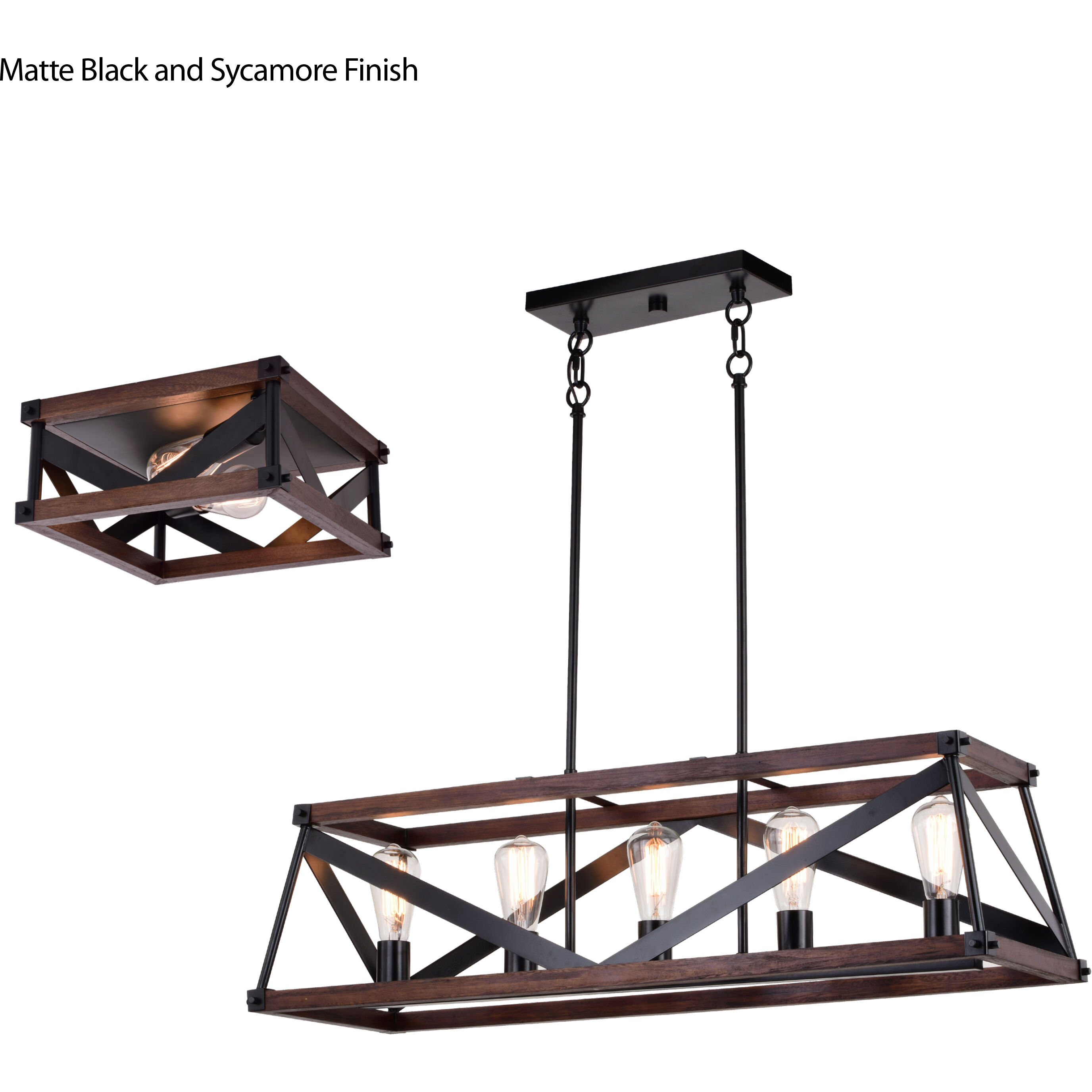 Wade LED 13 inch Matte Black and Sycamore Flush Mount Ceiling Light