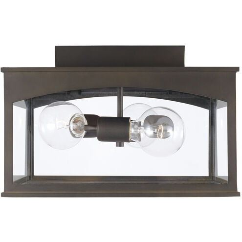 Burton 3 Light 14 inch Oiled Bronze Outdoor Flush Mount