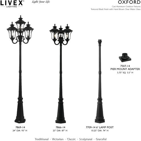 Oxford 4 Light 93 inch Textured Black Outdoor Post Light