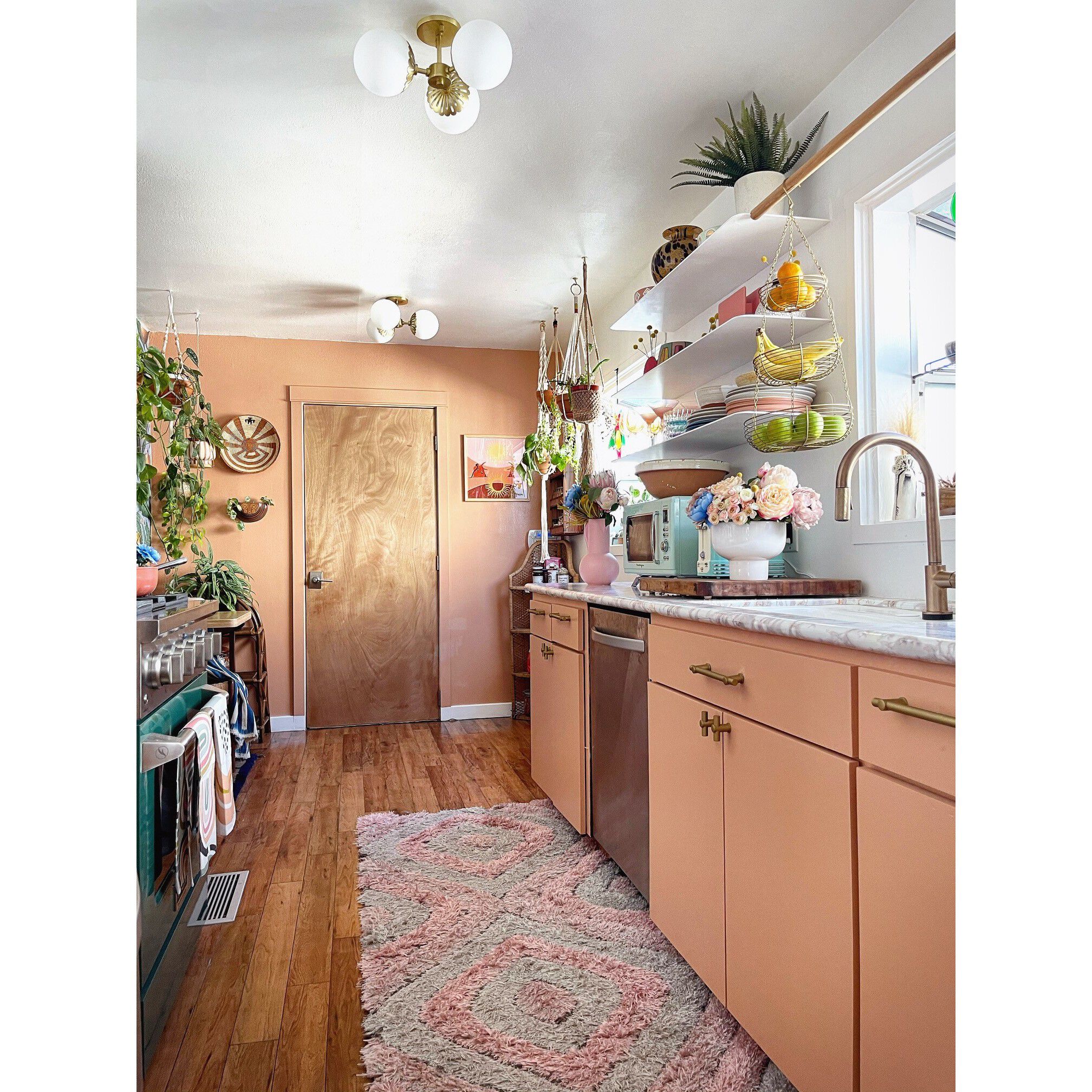 Paige 3 Light 18 inch Aged Brass Semi Flush Ceiling Light 