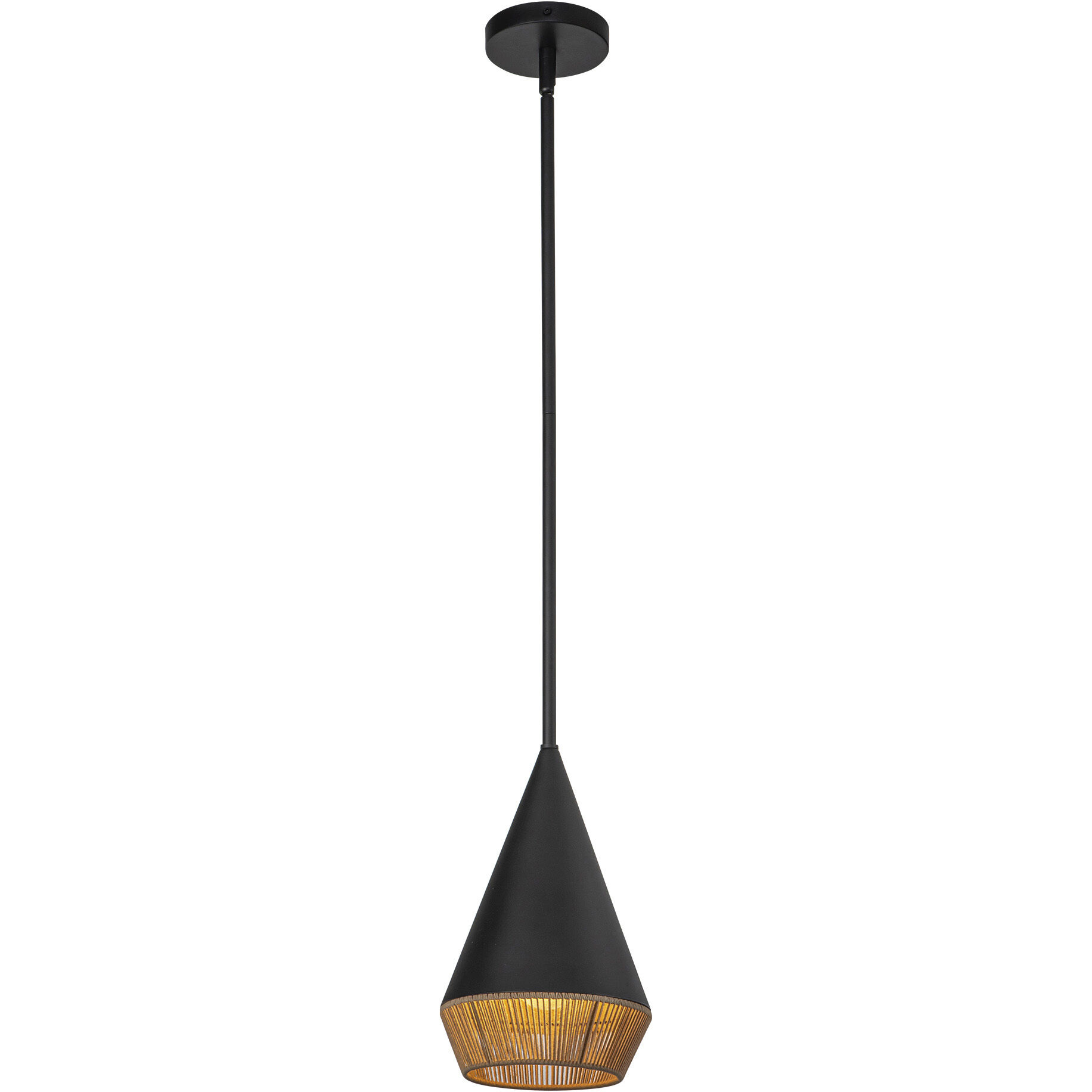 Alora Mood Daphne 1 Light 7.13 inch Matte Black/Brown Cotton Rope Pendant Ceiling Light in Matte Black and Brown Cotton Rope