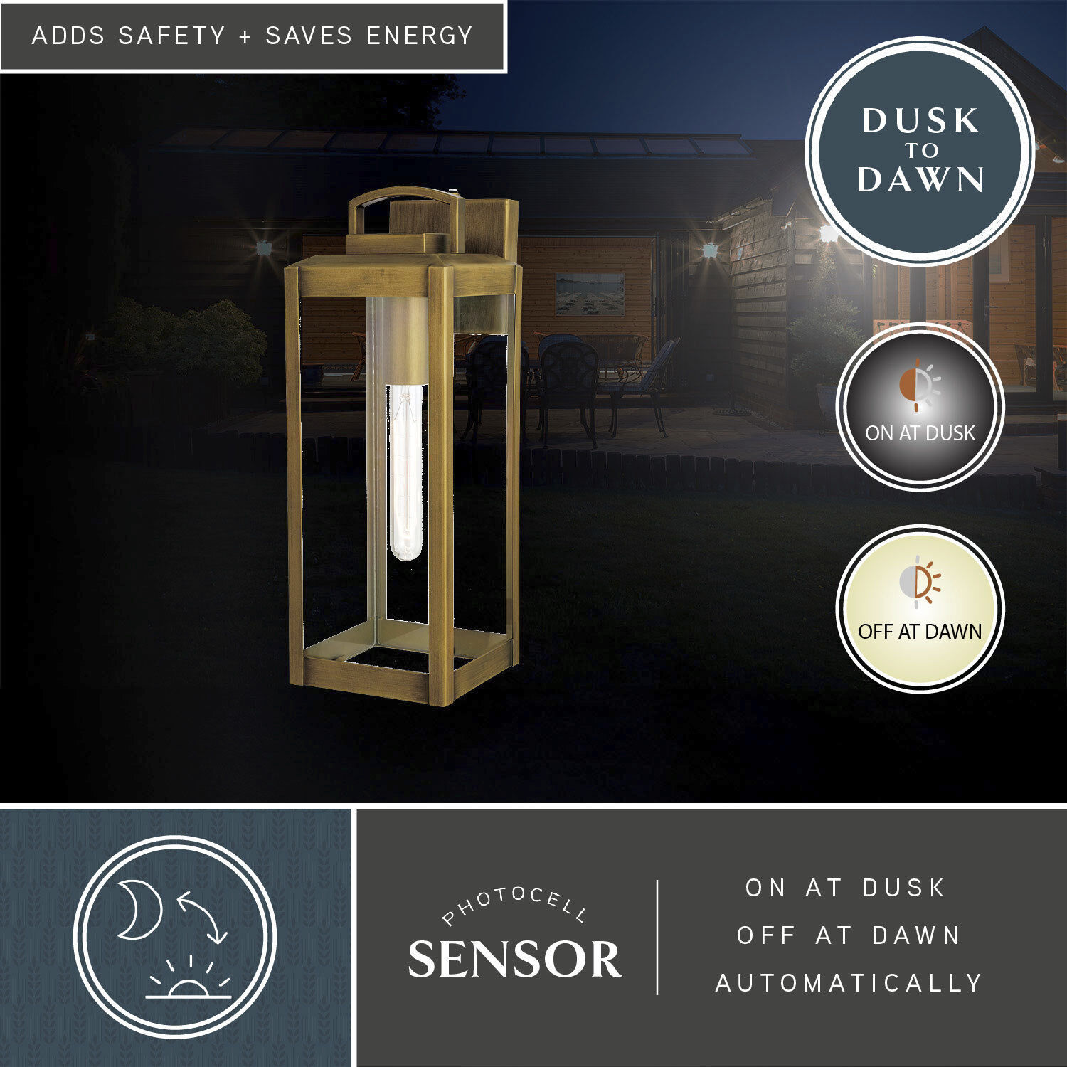 Kinzie LED 16.75 inch Vintage Brass Outdoor Wall