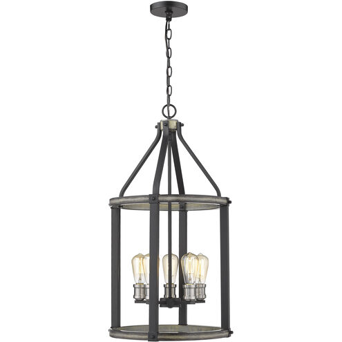 Kirkland 5 Light 16 inch Ashen Barnboard Chandelier Ceiling Light