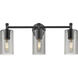 Downtown Urban Crown Point 3 Light 23.88 inch Matte Black Bath Vanity Light Wall Light in Plated Smoke