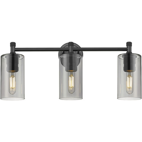 Downtown Urban Crown Point 3 Light 23.88 inch Matte Black Bath Vanity Light Wall Light in Plated Smoke