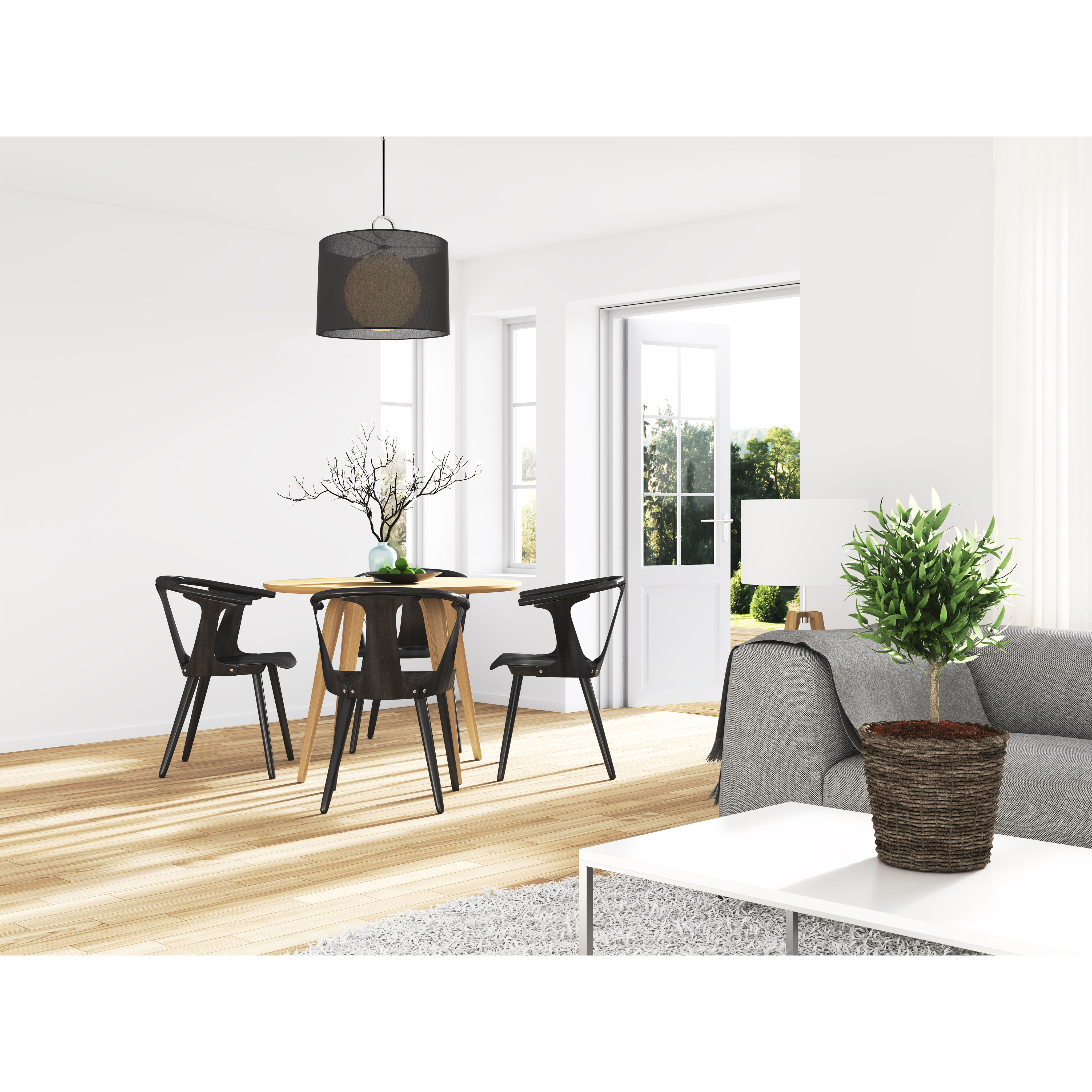 Arosia 1 Light 20 inch Chrome Pendant Ceiling Light in Black Fabric, 9